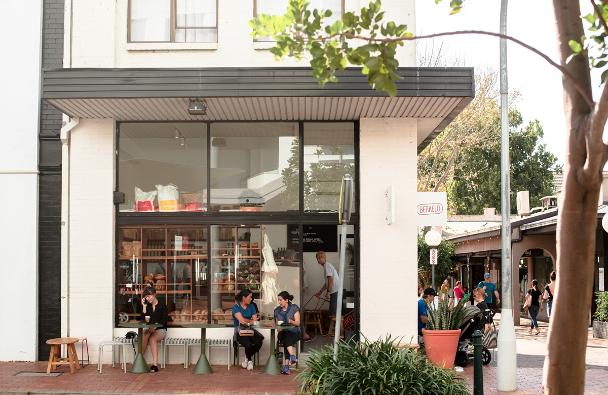Exterior shot of busy cafe